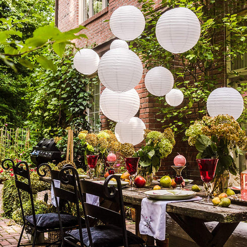 Avoseta Paper Lanterns - 20 Piece Set - Party Decorations in Sizes of 6", 8", 10", 12" (5 of Each, White)