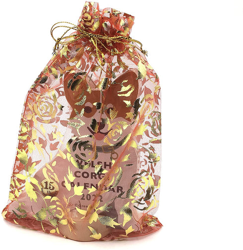 Greeting Life Inc. Welsh Corgi 2022 Die-cut Desktop Calendar 4 in. W x 4.5 Tall with Red Organza Pouch
