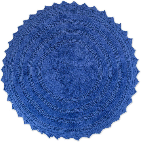 DII Crochet Collection Reversible Bath Mat, Round, 27.5" Diameter, Blueberry