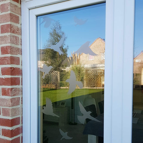 Anti-Collision Stickers to Prevent Bird Strikes on Window Glass - Set of 20 Silhouettes - Color: Translucent/Dusted - Window Clings Decals - Birds Prevention Deflectors Reflectors