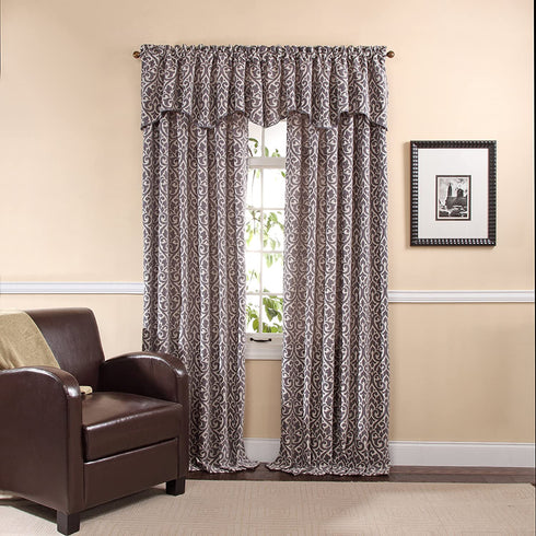 Stylemaster Bryce Chenille Scalloped Valance with Cording, 55 in x 17, Pewter