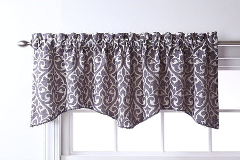 Stylemaster Bryce Chenille Scalloped Valance with Cording, 55 in x 17, Pewter