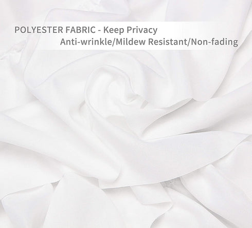 Volens White Shower Curtain Fabric/Ruffle for Bathroom,72in Long