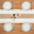 Senneny Macrame Table Runner, Cream Beige Boho Table Runner with Tassels, Hand Woven Cotton and Burlap Splicing Table Runner, Rustic Farmhouse Table Runner for Bohemian, Fall, Kitchen Dining Table