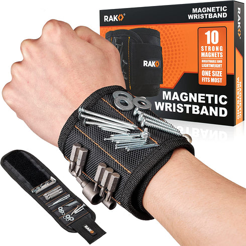 RAK Magnetic Wristband for Holding Screws - Christmas Gifts for Men Who have Everything - Wrist Magnet Tool or Screw Holder for Handyman, Tech Geek, Mechanic, Electrician, Robotics