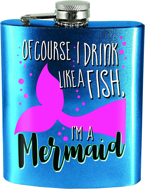 Spoontiques 15858 Mermaid Stainless Hip Flask, Blue
