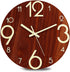 Plumeet Luminous Wall Clock - 12'' Non-Ticking Silent Wooden Clocks with Night Light - Large Decorative Wall Clock for Kitchen Office Bedroom,Battery Operated (Brown Face)