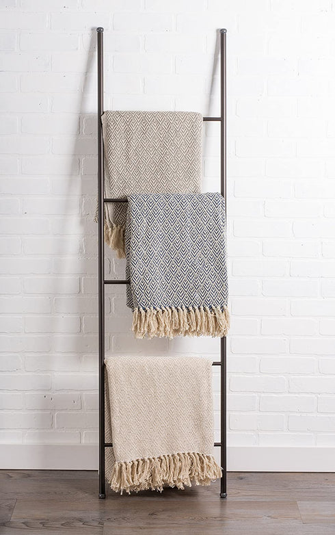 DII Diamond Throw Collection Cotton Woven, 50x60, White