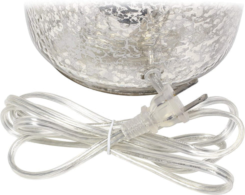 Elegant Designs LT3335-MUR Textured Glass Table Lamp, Mercury/White