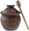 Honey Jar with a Dipper 16oz. Ceramic Honey Pot Made Out of Solid Clay Piece. Honey Container, and a Great Rustic Bowl for Gift (Brown) - Ceramic Beehive Honey Pot with Dipper.