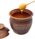 Honey Jar with a Dipper 16oz. Ceramic Honey Pot Made Out of Solid Clay Piece. Honey Container, and a Great Rustic Bowl for Gift (Brown) - Ceramic Beehive Honey Pot with Dipper.
