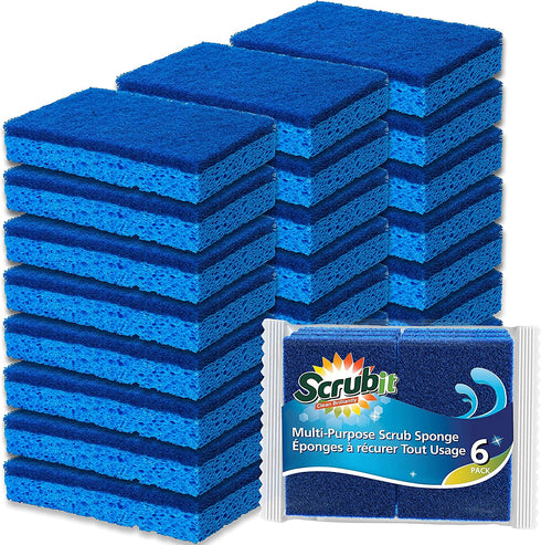 Scrubit Non-Scratch Cleaning Scrub Sponges- Scrubbing Dish Sponge Ideal for Washing Kitchen ,Dishes, Bathroom &More Dishwashing Sponge Along with A Thought Scrubber 24 sponges
