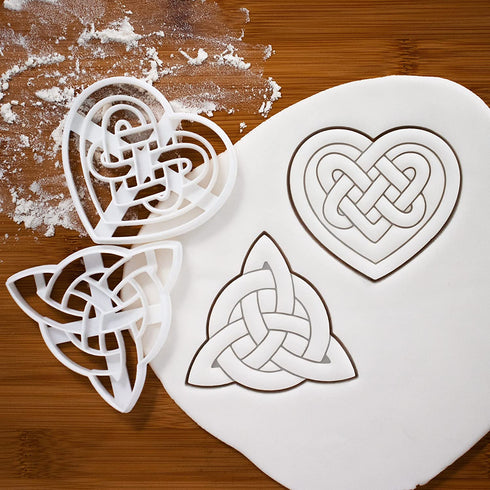 Set of 2 Celtic Triquetra cookie cutters (Designs: Celtic Heart and Triquetra), 2 pieces - Bakerlogy