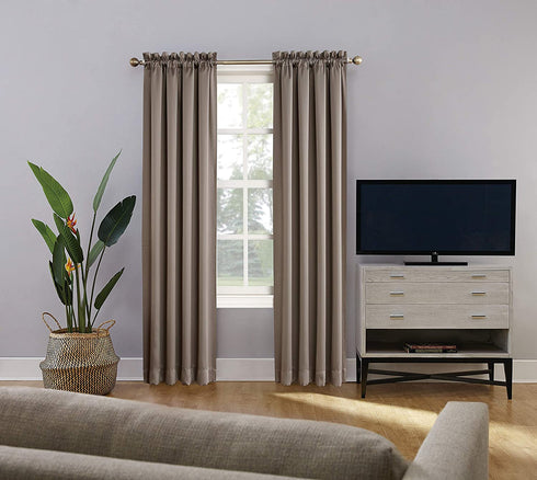 Sun Zero - 52479 Oslo Theater Grade Extreme 100% Blackout Rod Pocket Curtain Panel, 52" x 95", Mushroom