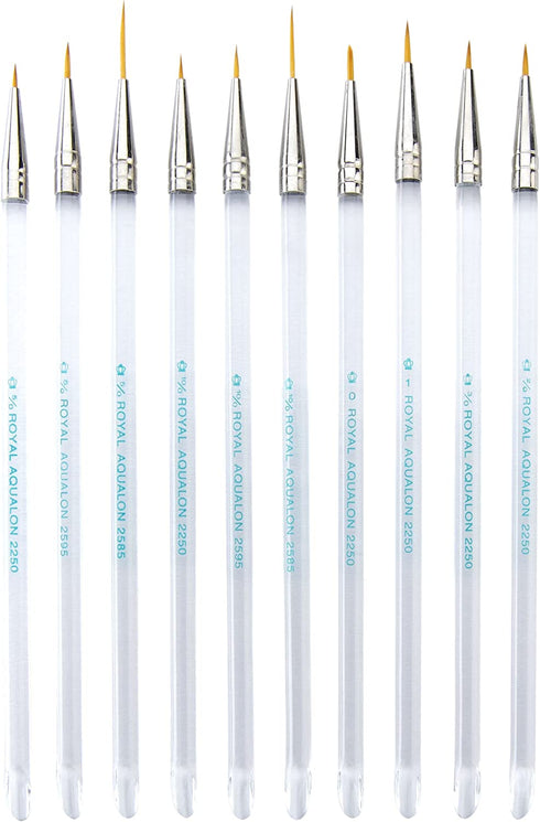 Aqualon Royal and Langnickel Short Handle Paint Brush Set, Detail, 10-Piece