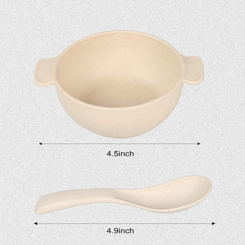 shopwithgreen Unbreakable Kids Bowls -Microwave Dishwasher Safe- Wheat Straw Snack Bowl Sets for Kids/Toddler/Children/Baby Feeding - 4 Bowls and 4 Spoons, Lightweight and Durable (Small)