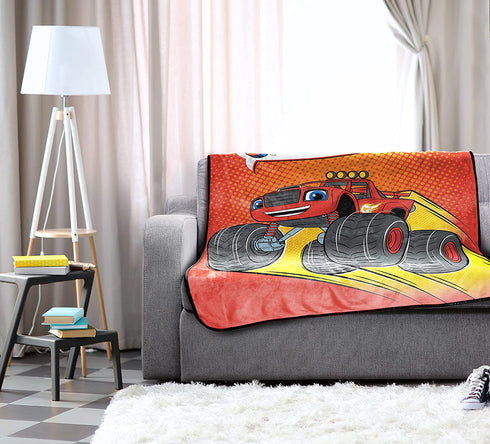 Jay Franco Blaze and The Monster Machines Off to The Races Throw Blanket - Measures 46 x 60 inches, Kids Bedding - Fade Resistant Super Soft Fleece (Official Blaze Product)