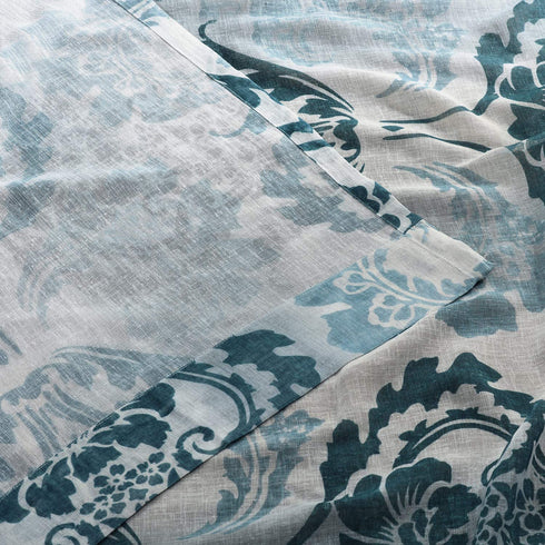 HPD Half Price Drapes SHCH-PS18043A-84-GR Damascus Grommet Faux Linen Printed Sheer Curtain (1 Panel), 50 X 84, Damacus Teal