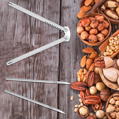 Benver 12 Pieces Nut Cracker Set Nutcracker and Pick Stainless Steel Opener Walnut Pecan Tool Seafood Crackers Lobster Crab Pliers for Hazelnut Almond Oysters