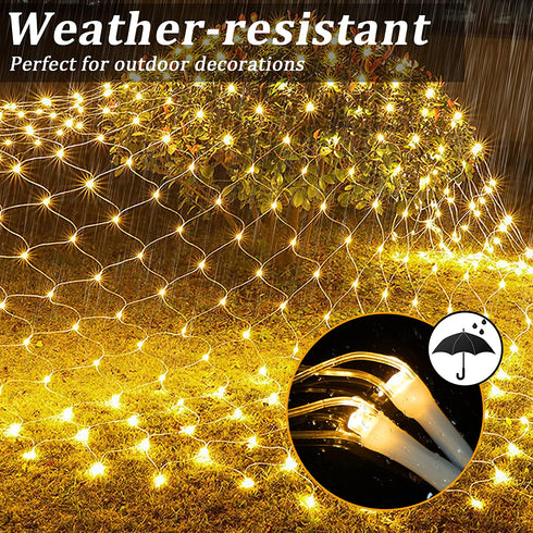 9.8ft x 6.6ft Christmas Net Lights,200 LED Mesh String Lights with Remote,8 Modes Connectable Net String Christmas Lights for Garden, Bushes, Wedding, Xmas Tree Decorations(Warm White)