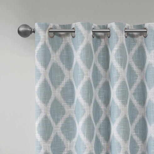 SUNSMART Blakesly Blackout Curtains Patio Window, Ikat Print, Grommet Top Living Room Decor, Thermal Insulated Light Blocking Drape for Bedroom and Apartments, 50" x 63", Aqua