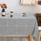 Cotton Linen Tablecloth, Lattice Embroidery Table Cloth, Farmhouse Checkered Fringed Tassel Tablecloths, Wrinkle Free Table Cover for Kitchen Dinning Picnic Party, Grey, Rectangle 54 x 120 inch