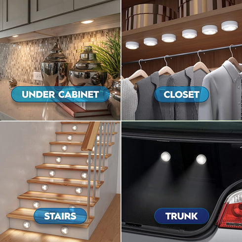Brilliant Evolution LED Puck Light | Wireless LED Under Cabinet Lighting | Under Counter Lights for Kitchen | Battery Operated Lights | Under Cabinet Light | Battery Powered Lights (3-Pack)