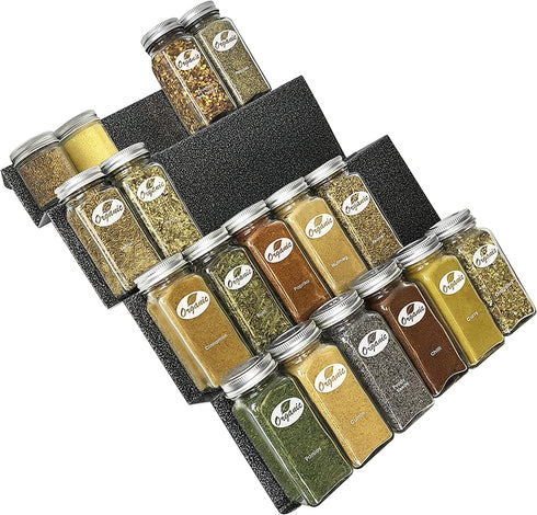 Lynk Professional Spice Rack Tray - Heavy Gauge Steel 4 Tier Drawer Organizer for Kitchen Cabinets, Silver Metallic, Medium, 10-1/4"/Medium (430411DS)