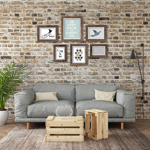 4x6 Picture Frame Set of 4, Wood Rustic Brown Photo Frames, Wooden Picture Frames Display with High-Definition Tempered Glass for Desktop Display and Wall Decoration.