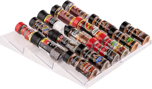 Homeries Expandable Spice Rack Organizer (3-Tier) for Kitchen, Cabinet, Countertop & Pantry Slanted Spice Storage Shelf for Condiments, Salt, Supplements, Seasonings, Vitamins, Oils BPA Free (1)