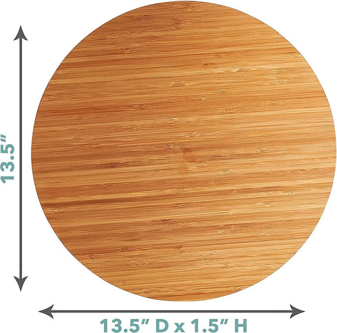 Home Intuition 13.5-inch Round Bamboo Lazy Susan Turntable Organizer, Spice Rack Cabinet Organizer for Kitchen Pantry, Shelf, Counter, Table and More