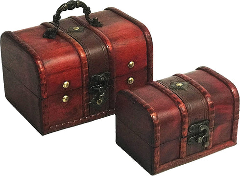 Allgala Antique Wooden Jewelry Treasure Keepsake Box 2-PC Set-HD90203
