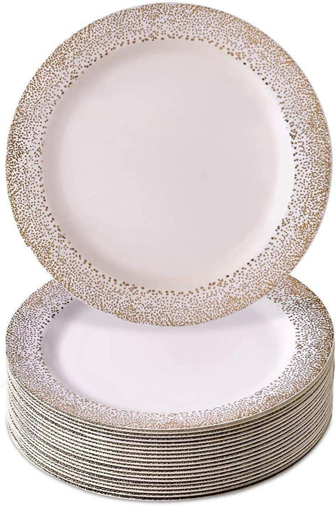 Silver Spoons Ocean Mist Collection Disposable Dinnerware Plates, Dessert, Gold