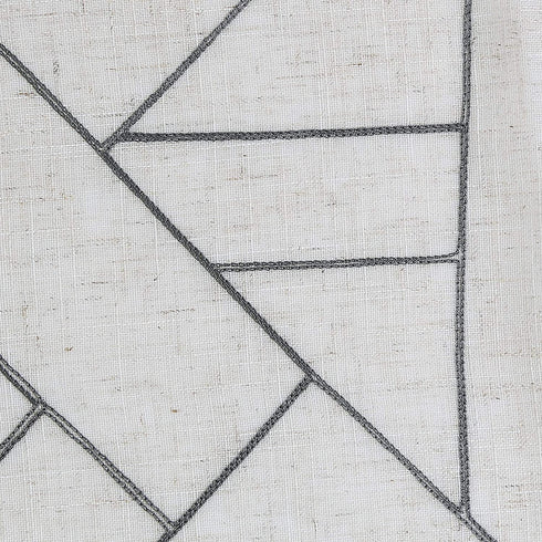 Archaeo Fragmented Geometric Embroidery Mid-Century Modern Natural Blend Curtain, 50 in x 84 in Panel, Gray/Linen