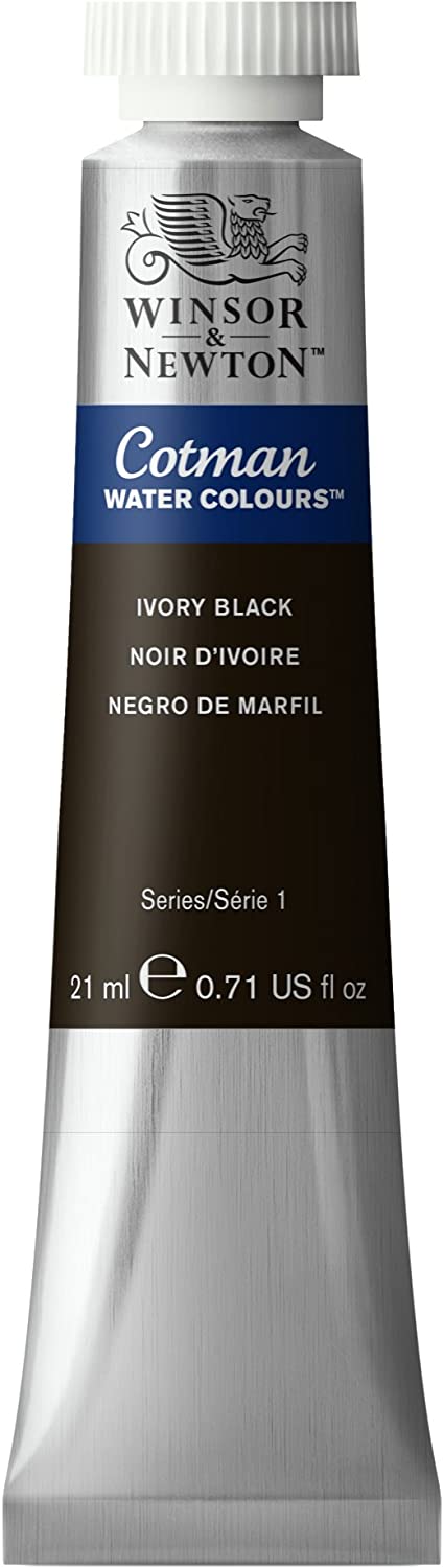 Winsor & Newton , Ivory Black Cotman Water Colour Paint, 21ml tube, 21-ml 7 Fl Oz
