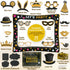 Partyville Photo booth Props - Real Gold Glitter Pre Assembled 23 Pcs Wedding Photo Booth Props - Customizable Birthday Photo Booth Props Selfie Frame & Foil Backdrop Roaring 20s Photo Booth Props