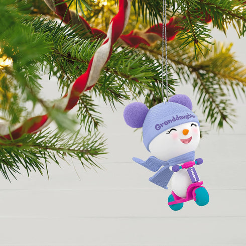 Hallmark Keepsake Christmas Ornament, Year Dated 2021, Granddaughter Snowman on Scooter