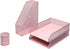 Annova Mesh Desk Organizer 4 Pieces Office Suppliers Desktop Organizer Set Desk Accessories - Letter / File Tray x 2, Magazine Rack / Upright Document Holder x 1, Pen Holder x 1 - Light Pink