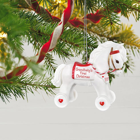 Hallmark Keepsake Christmas Ornament, Year Dated 2021, Grandbaby's First Christmas Horse, Porcelain