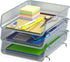 3 Pack - Stackable Desk File Document Letter Tray Organizer, Silver