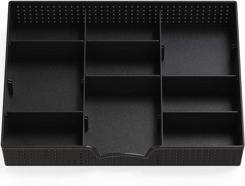 2 Pack - Simple Houseware Drawer Organizer Tray with 9 Adjustable Compartments, Black