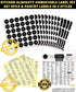 16 Glass Spice Jars Complete Set: 667 Chalkboard & Clear Printed Spice & Pantry Labels - Premier 8 fl Oz Empty Square Bottles w/ Pour/Sift & Coarse Shakers & Airtight Caps - Silicone Funnel Included