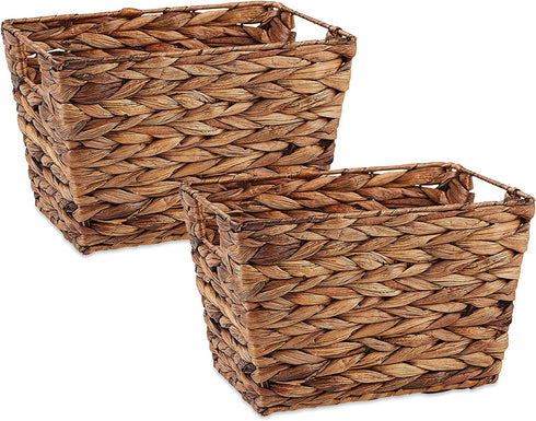 DII Hyacinth Collection Storage Baskets, Dark Brown, Medium Set, 2 Piece