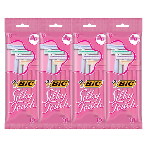 BIC Silky Touch Women's Twin Blade Disposable Razor, 10 Count - Pack of 4 (40 Razors)