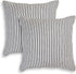 Cackleberry Home Black and White Ticking Stripe Woven Cotton Decorative Square Throw Pillow Case Covers 22 x 22 Inches, Set of 2