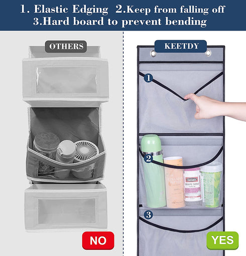 KEETDY Over The Door Organizer Storage for Closet with 5 Pockets Organizer for Bedroom Bathroom, 2 Pack?Grey?