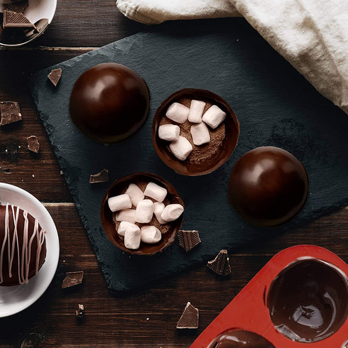 3 Silicone Mold for Hot Chocolate Bombs Making, Cake pops, Jelly Ball- Semi circle Round Shaped Flexible Mold with Piping bag for baking, 6 Holes Silicone sphere for Hot cocoa bomb