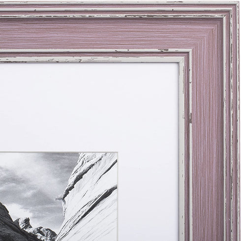 11x14 Picture Frame Distressed Rose - Matted to 8x10, Frames by EcoHome