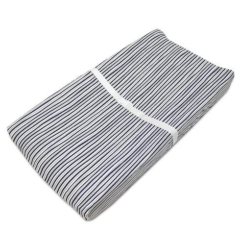 American Baby Company Printed 100% Natural Cotton Jersey Knit Fitted Contoured Changing Table Pad Cover, Navy/Grey Funny Stripes, Soft Breathable, for Boys