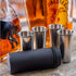 Maxam Stainless Steel 4-Piece Double-Shot Sized Shot Glass Set with Attractive Embossed Carrying Case
